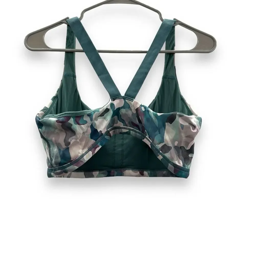 Spanx Low Impact Support Multi Camo Print Scoop‎ Neck Sports Bra Sz L